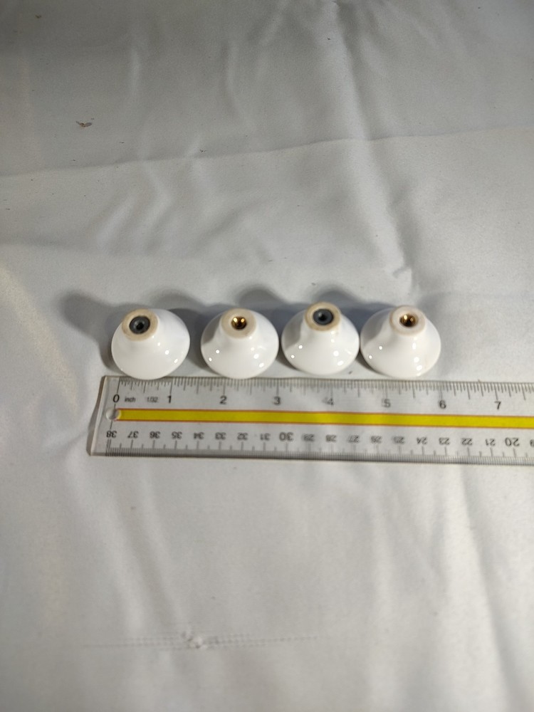 Ceramic Drawer Pull"s: White Ceramic with Green Stripe Qty of 4