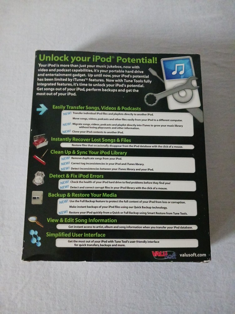 NEW SEALED Tune Tools for iPod Windows/Mac PC CD Software Song Transfer ValuSoft