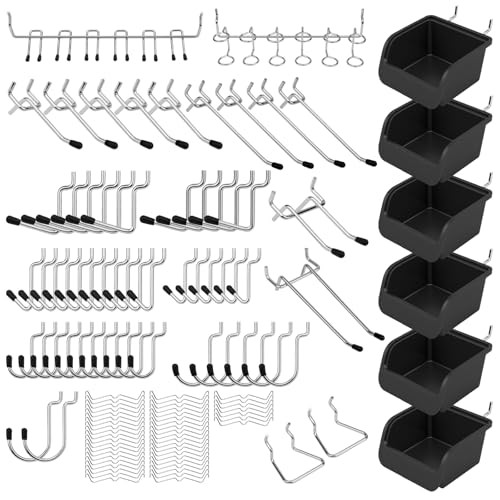 Ultimate 121-Piece Pegboard Hooks Set, Pegboard Accessories 121 pcs -- Black