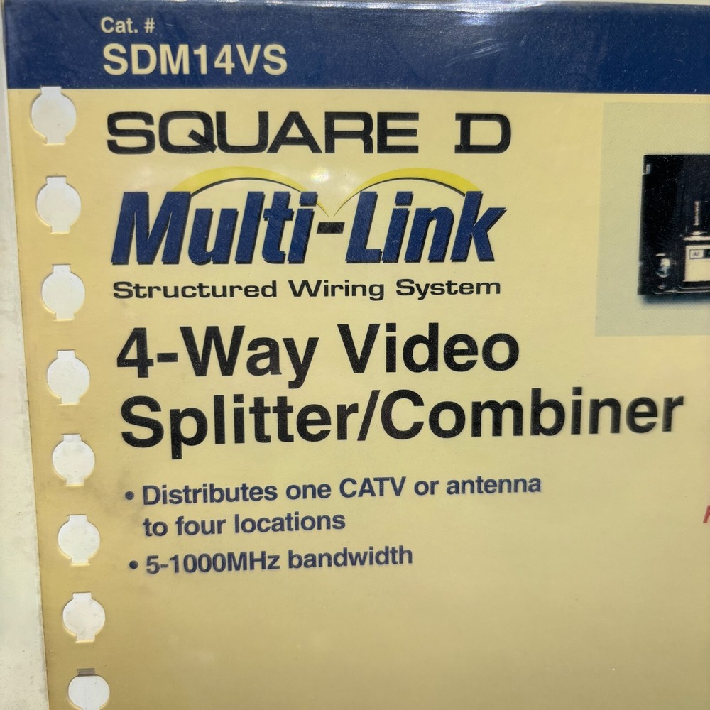SQUARE D MULTI-LINK 4-WAY VIDEO SPLITTER/COMBINER, SDM14VS, 5-1000MHz BANDWIDTH⭐