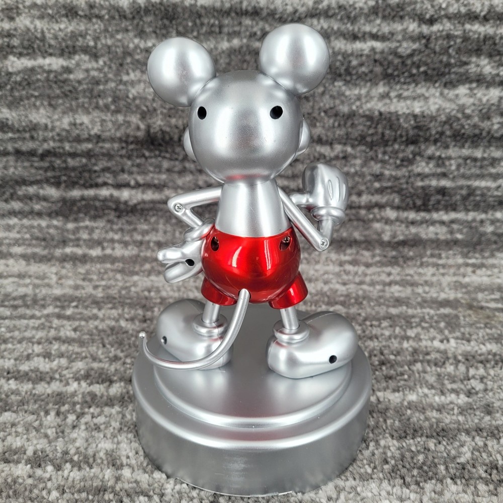 Disney 100 Dancing Mickey Mouse Silver Red Metallic Figurine Statue
