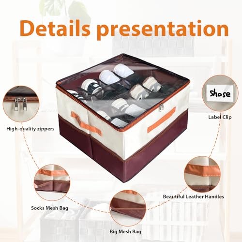 16-Grid Multifunctional Foldable Shoe Organizer, Collapsible Fabric Bin with