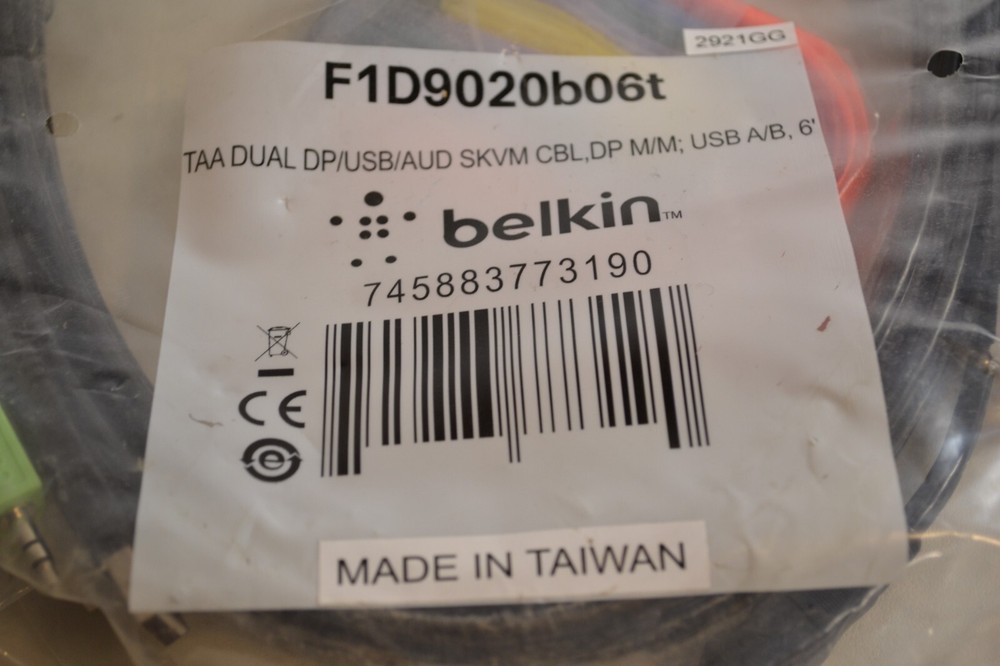 Belkin Dual-Head DP/USB/AUD SKVM CBL, DP M/M; USB A/B 6'