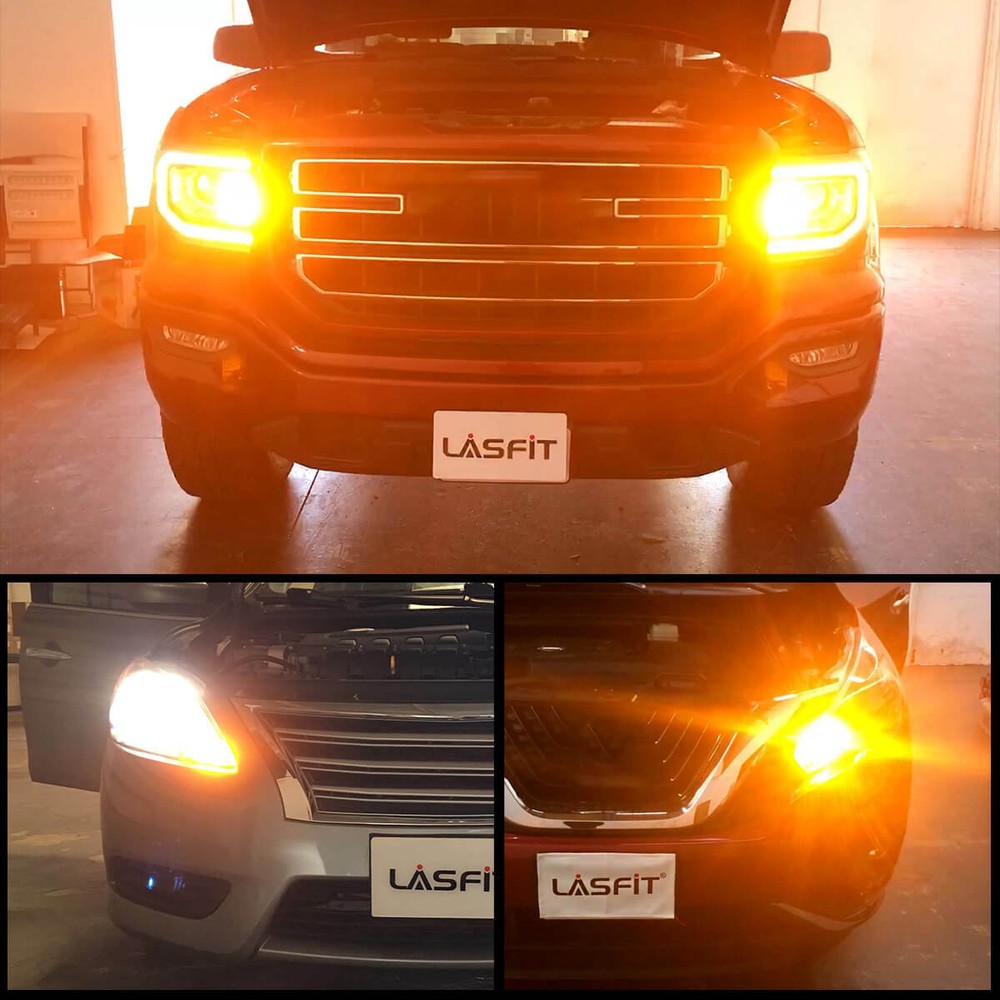 Lasfit Amber 7443 7444 LED Front Turn Signal Blinker Light Bulbs No Hyper Flash