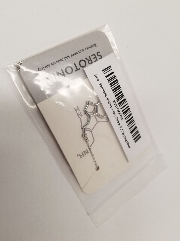Neurotransmitter Serotonin Molecule Pendant Sterling Silver Science Necklace