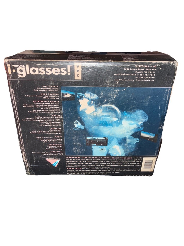 NOS Virtual IO i-Glasses Headset Virtual Display Systems 1995 COMPLETE SEALED