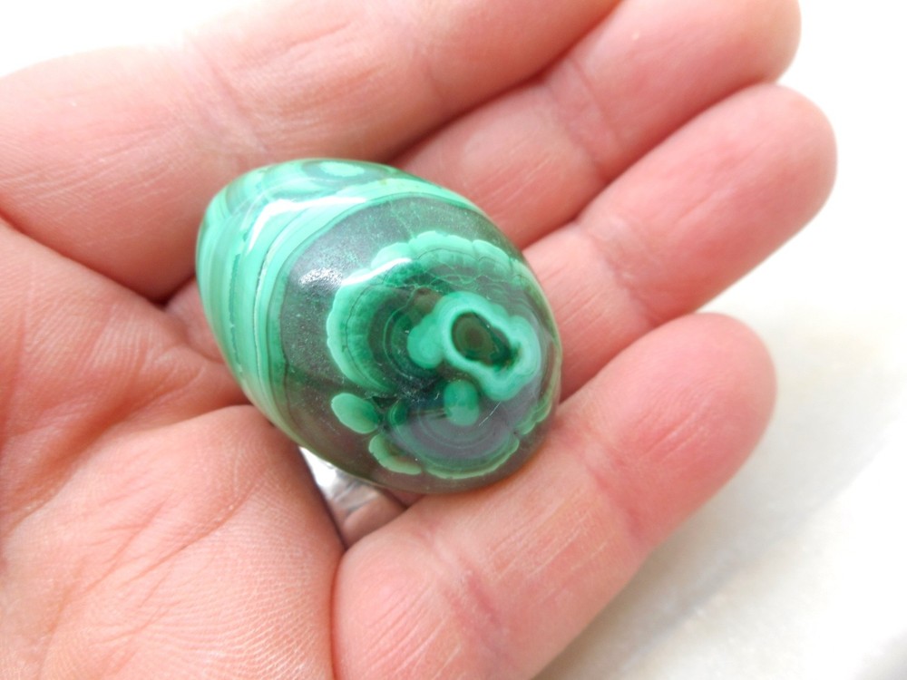 Malachite Green Gem Healing Stone Egg 1.5"