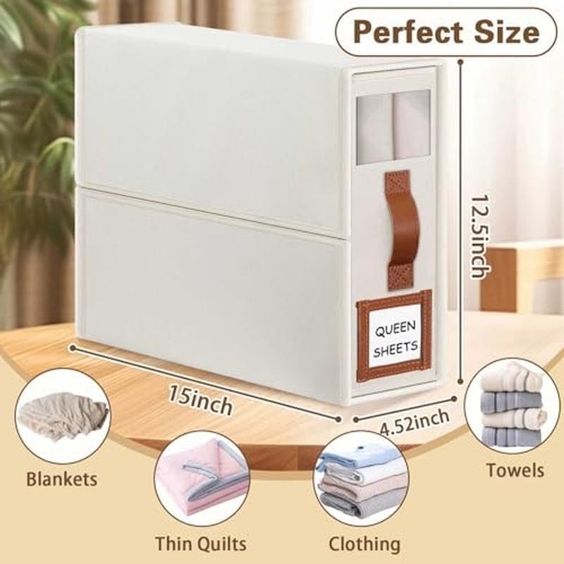 4 Pack Sheet Organizers Storage Foldable W/ Window Label Leather Handle New