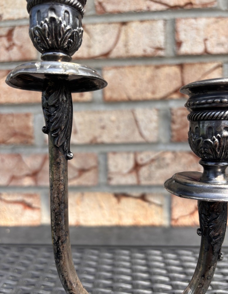Vintage Silver Plated Double Candlestick Elegant D6132
