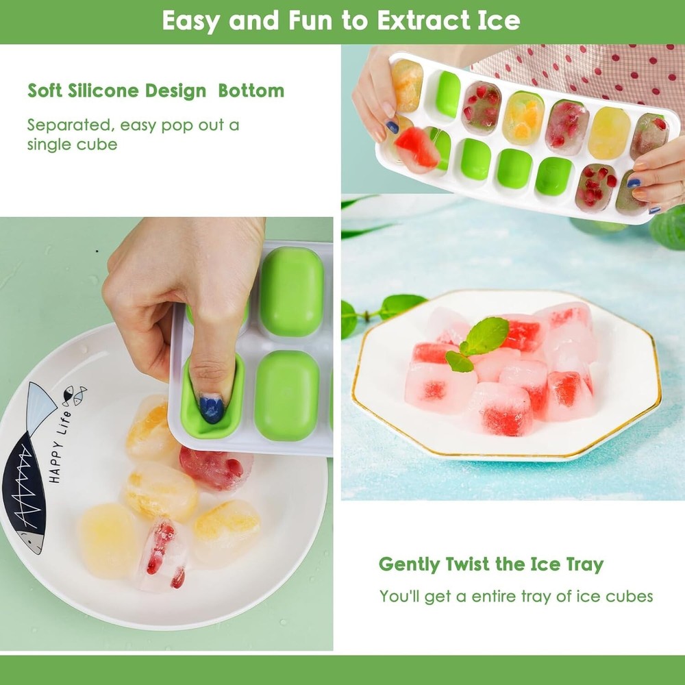 Ice Cube Trays, 4 Pack Durable Stackable Ice Trays for Freezer