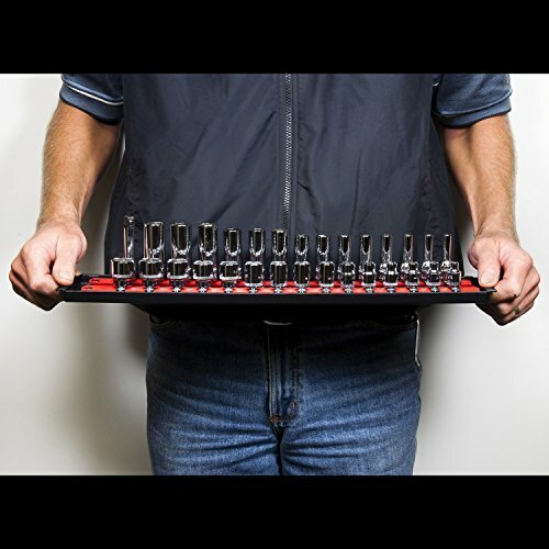 Ernest 8452 Socket Boss, 2 Rail Socket Tray, Red - 1/4" Drive