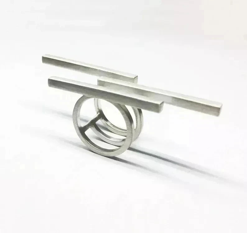 Architectural Ring Contemporary Ring Stackable Chunky Silver Woman Gift Ring