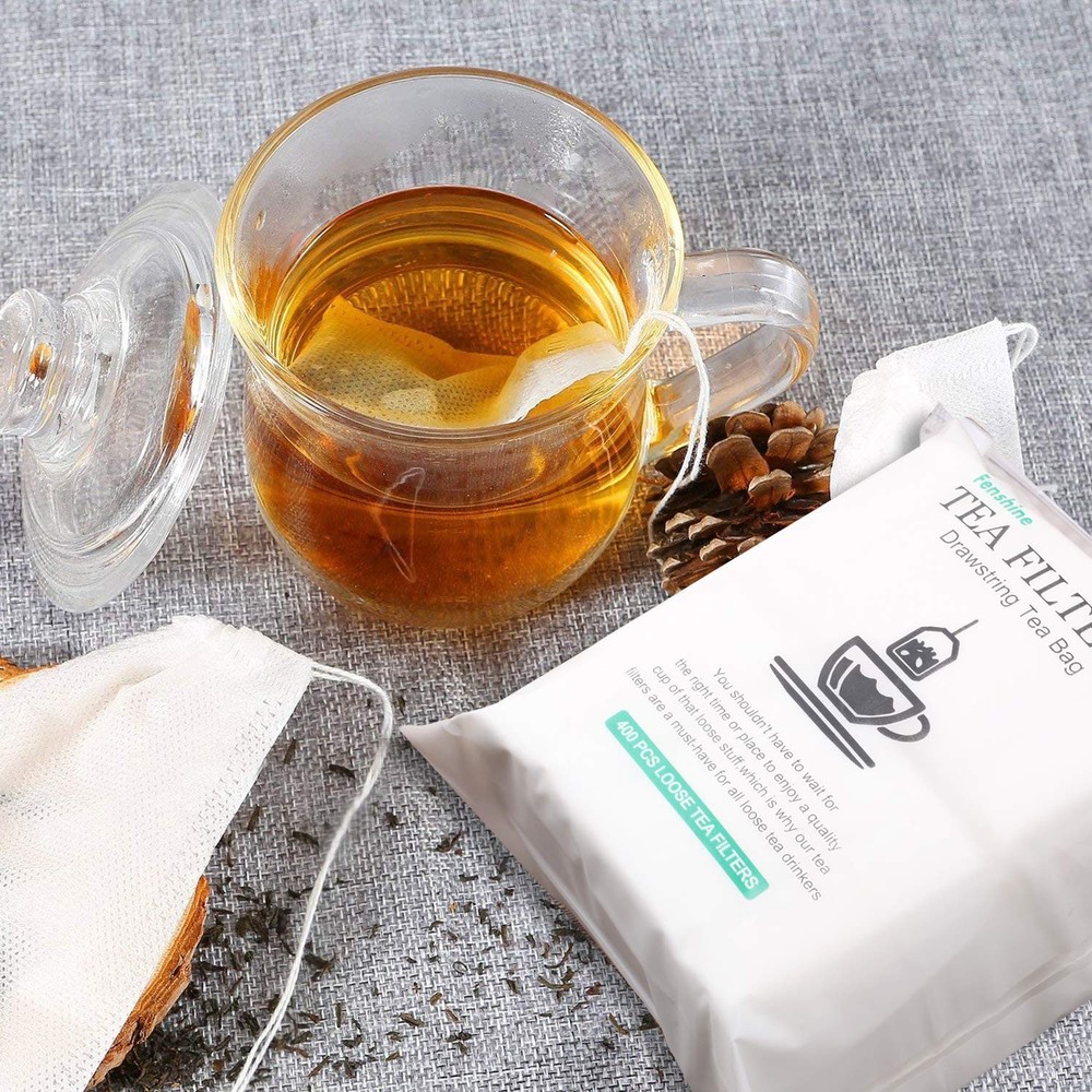 Fenshine 400 Pcs Tea Filter Bags Disposable Empty Tea Bags Cotton Drawstring