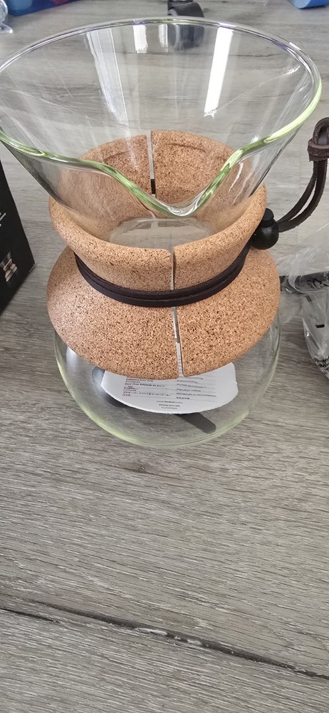 BODUM 8-Cup Glass & Cork Pour Over Coffee Maker with Permanent Reusable Filter