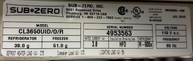 Sub-Zero Classic Series CL3650UIDOR 36" Built-In Bottom Mount Smart Refrigerator