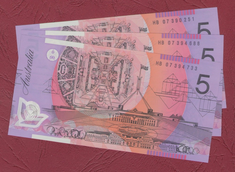 AUSTRALIAN BANKNOTE $5 Five Dollars 2008 LAST PREFIX HB08  UNC