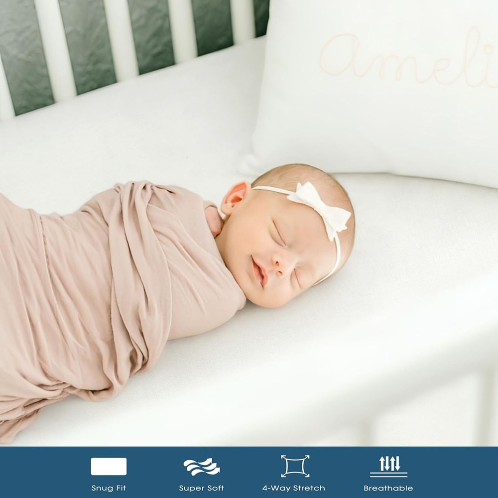 Mini Crib Sheets Fitted, Pack and Play Sheets 2 Pack, Ultra Soft Stretchy Pack N