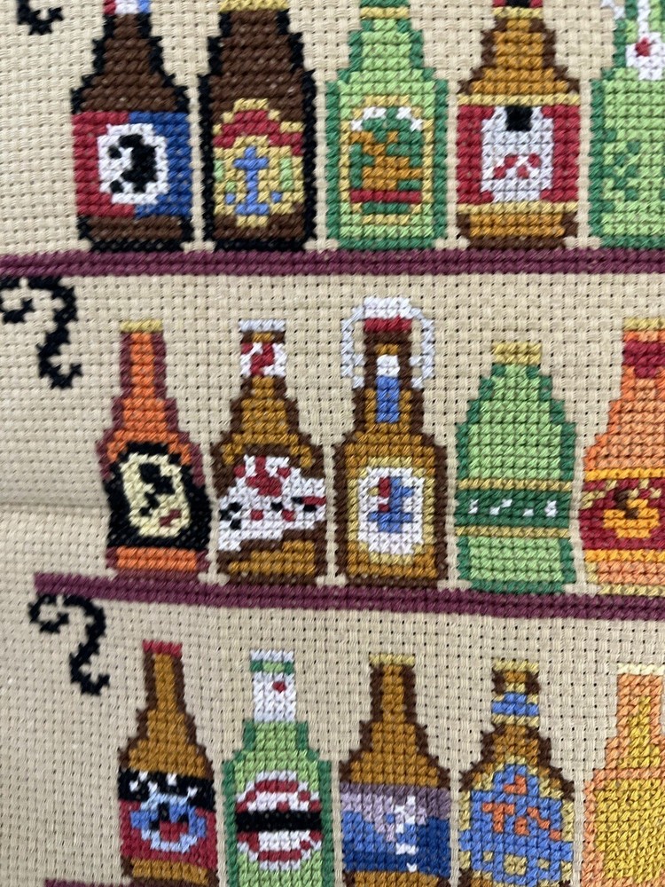 completed finished cross stitch Various drinks 12''x 24'' Gift
