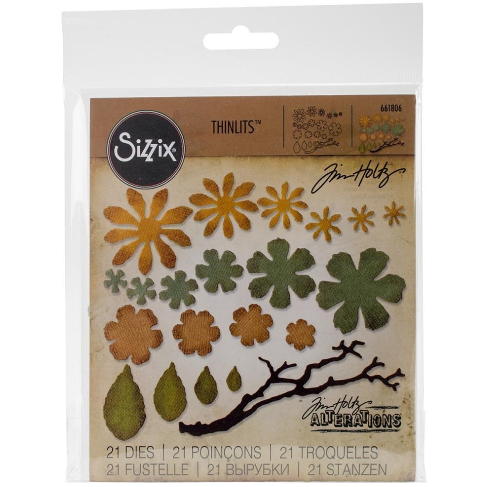 Sizzix Thinlits Tim Holtz Small Tattered Florals 661806 Mixed Media 21 Dies