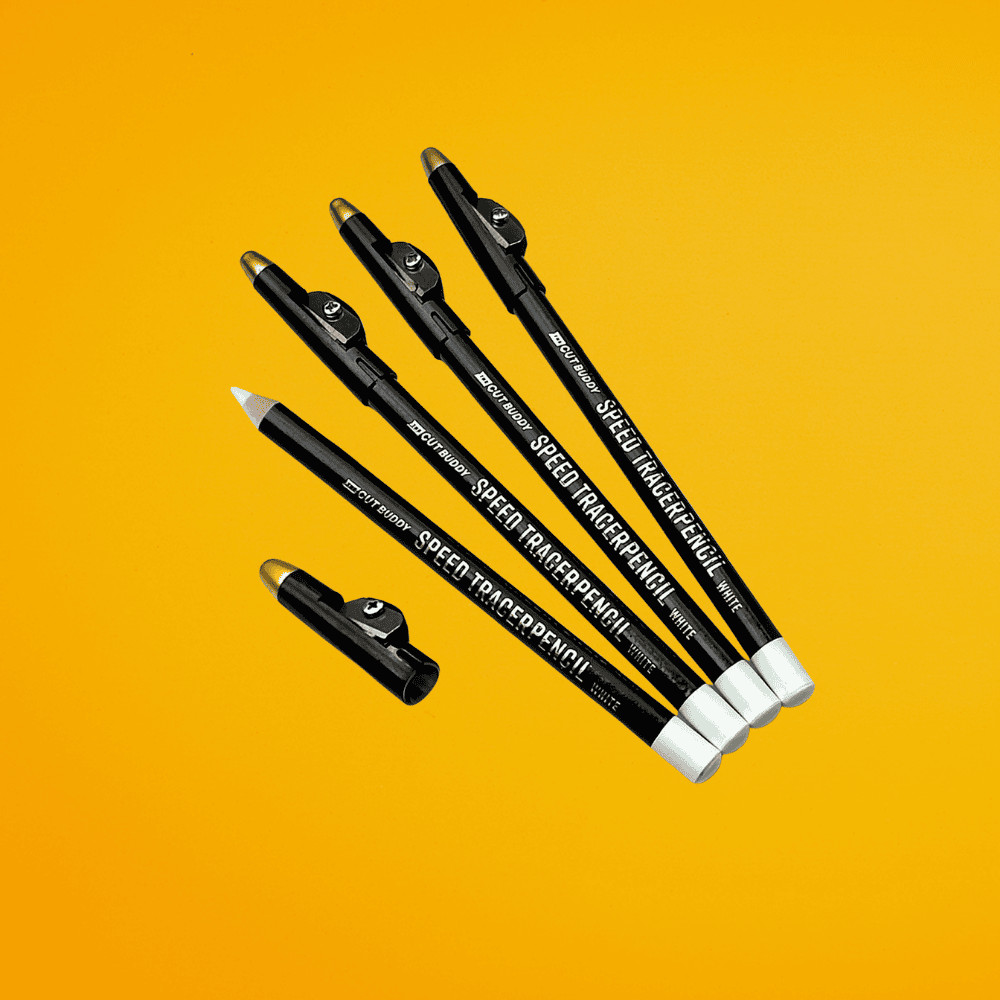 Speed Tracer Barber Pencils + Sharpener (Ivory White)