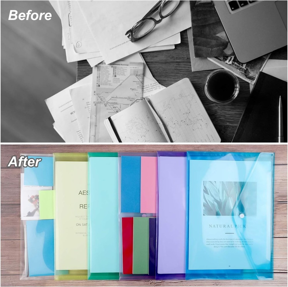 28pcs Plastic Envelopes Plastic Folders For Documents Poly Folders Rainbow
