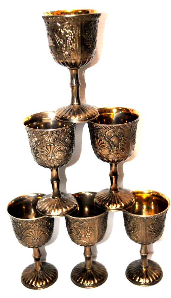 silver plated cordial mini goblets vintage