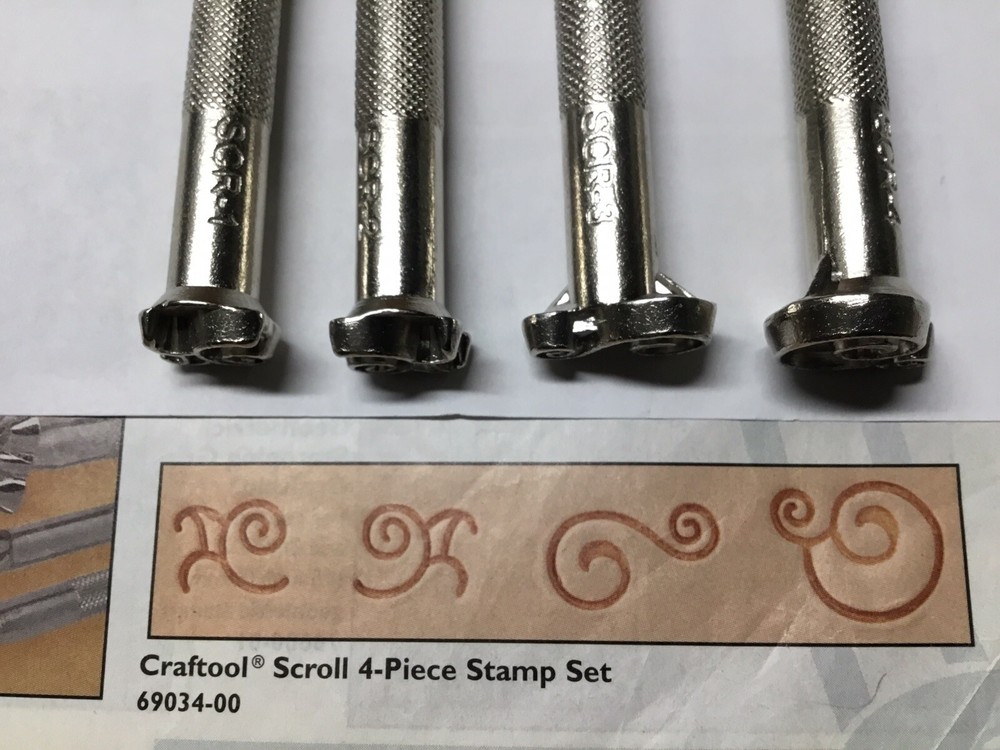 4 CRAFTOOL SCROLL Stamp Set Leather Stamping Tools See Photos ( RefC4)