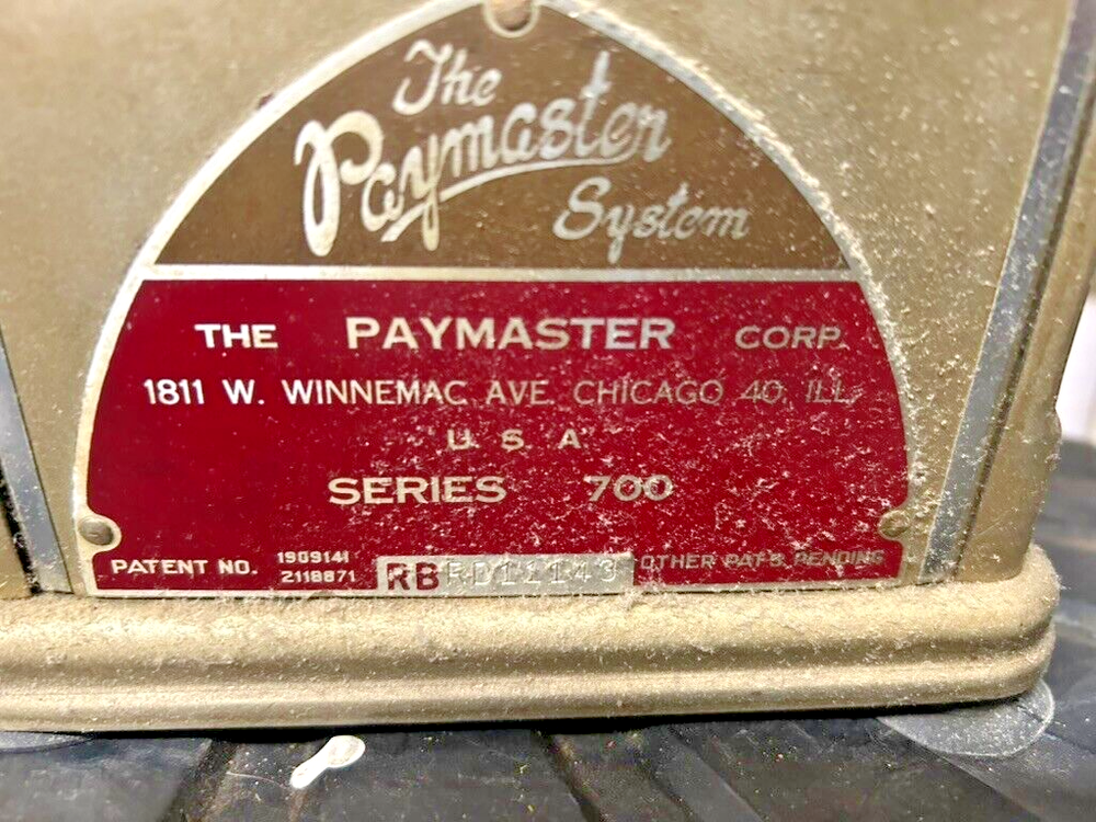 Vintage Paymaster Series 700 Check Writing Writer Machine - No Key