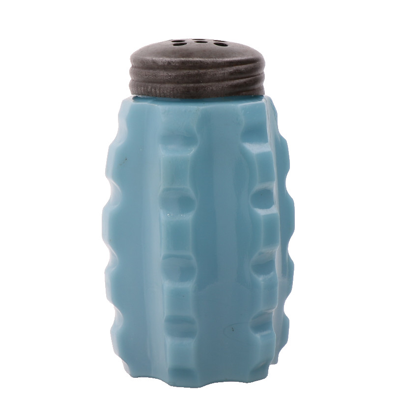 Victorian Era EAPG Unknown Maker Broken Column Single Blue Glass Salt Shaker 3"