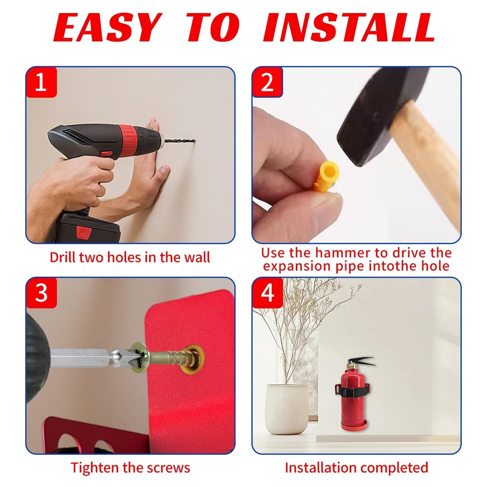 Fire Extinguisher Mount,Wall Mounted Fire Extinguisher Bracket,Compatible wit...