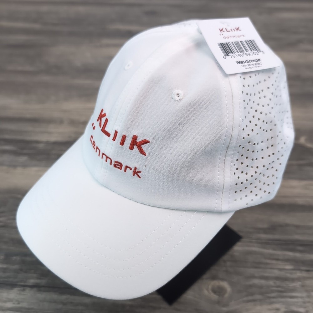 KLiiK Denmark Vented White Golf Hat Strap back Cap New With Tags