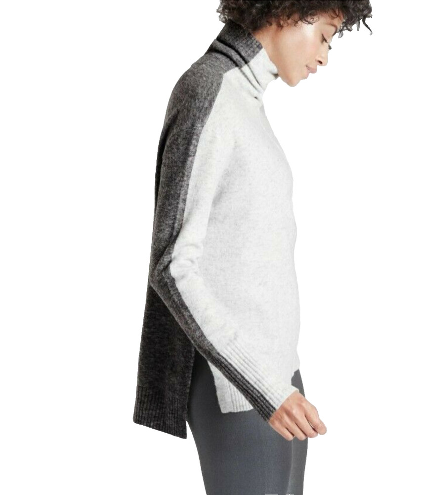 Athleta Turtleneck Sweater Womens XS Gray Wool Blend Long Sleeve Pullover Top