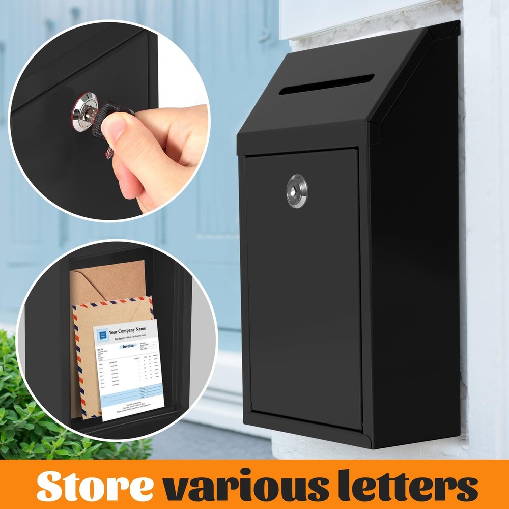 Metal Locking Mailbox Wall Mounted RustMail Case Lockable Mail Letterbox Sugg...
