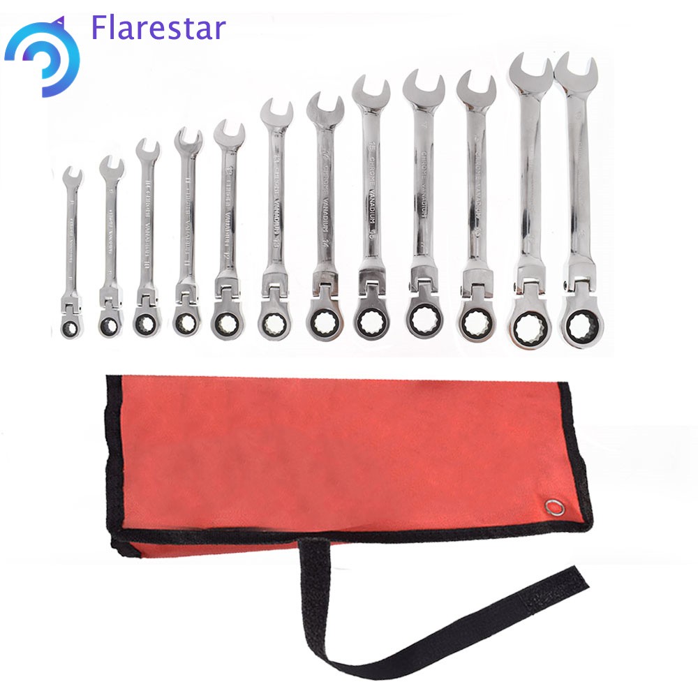 12Pcs Reversible Ratchet Wrench Ratcheting Socket Spanner Nut Tools 8‑19mm