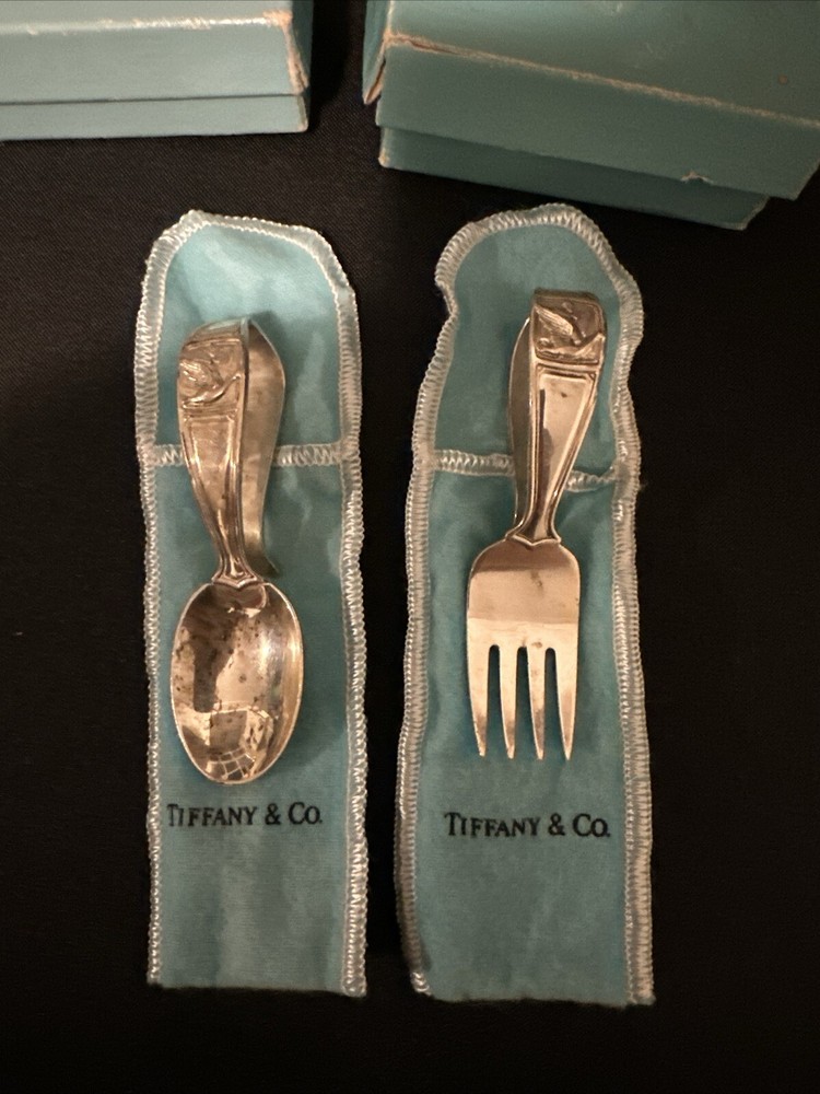 tiffany co engraved sterling silver spoon And Fork.