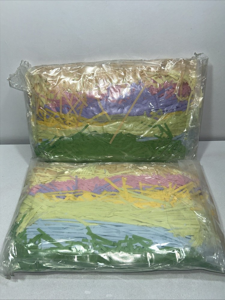 2 Sealed 8 Oz Easter Grass Paper Shred, Multi Color
