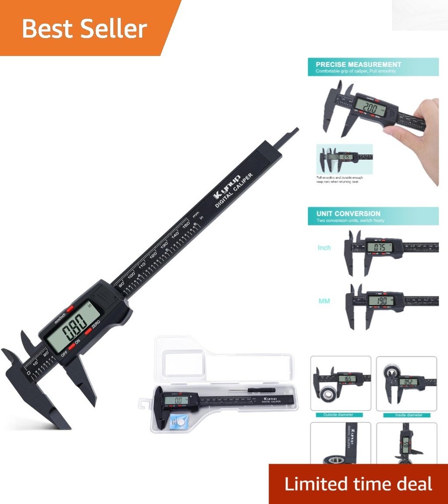 Automatic LCD Caliper 0-6" - Enhanced Precision Measuring Tool with Batteries