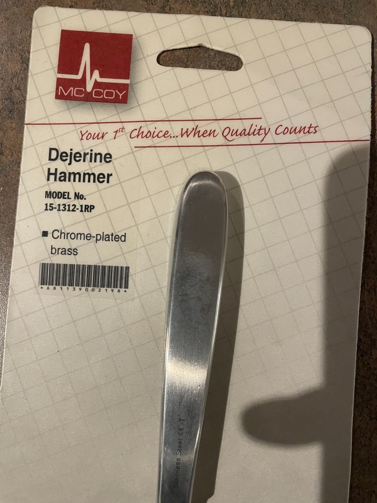 McCoy Dejerine Reflex Hammer 8" Chrome-plated Brass Black Head