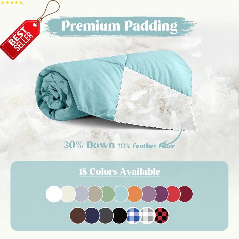 Soft Feather Down Throw Blanket Lightweight Packable 50x70 Teal Blue US