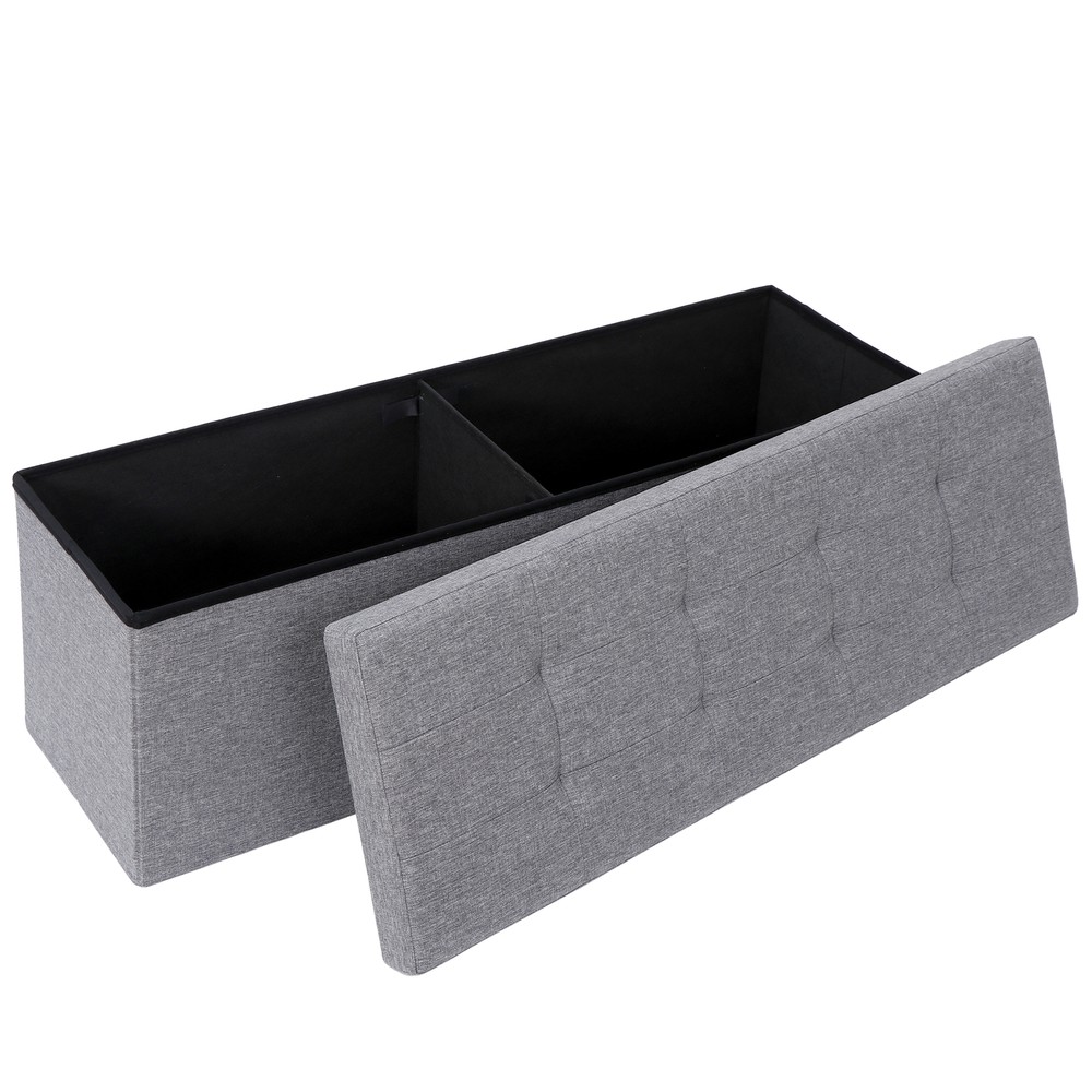 Durable 43" Storage Ottoman Bench Storage Stools Footrest Dark Grey Footstools