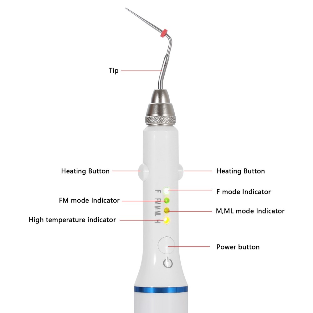 Dental Wireless Gutta Percha Obturation System Endo Heated Pen +4*Heated Tips
