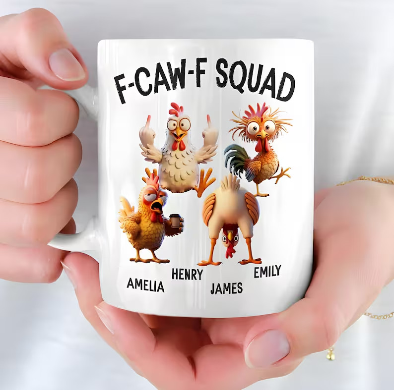 Custom Chicken Squad Mug Funny Coffee Cup Gift