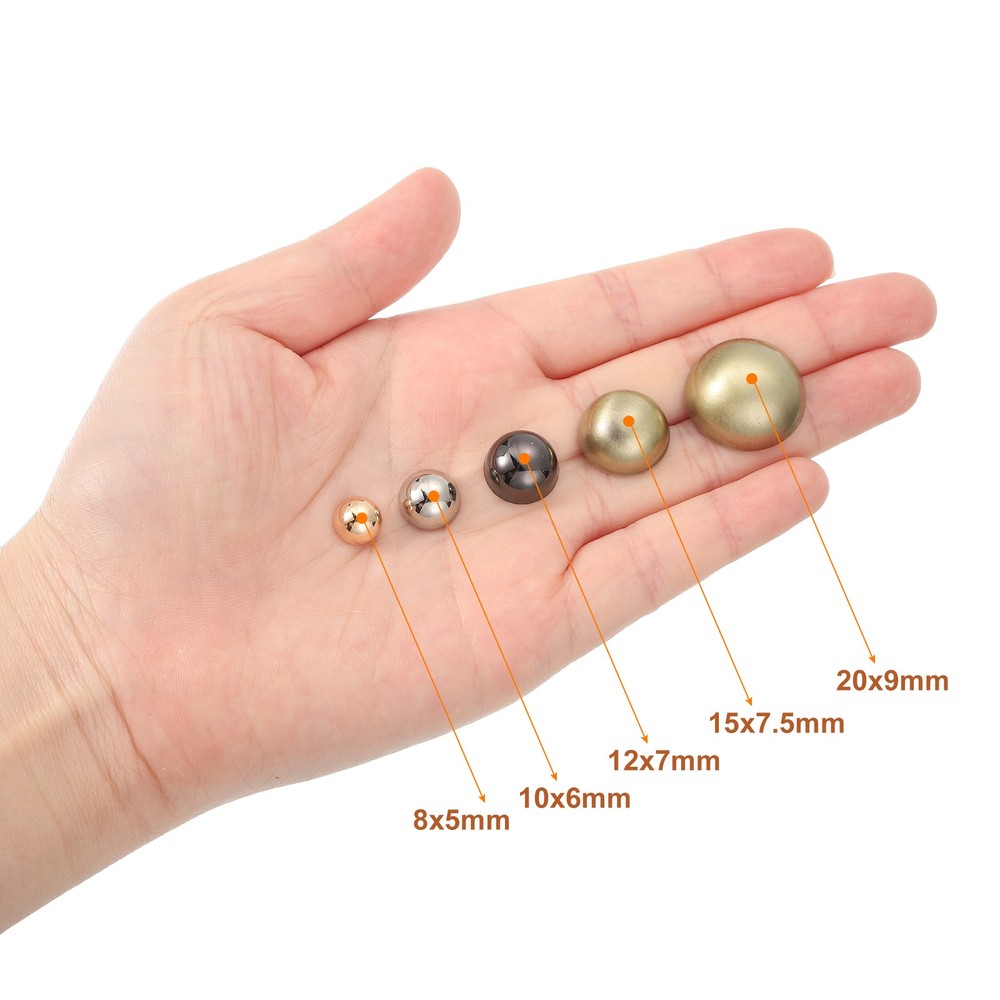 10x6mm Screw Back Rivets Solid Round Head Leather Studs Gold Tone 8Sets