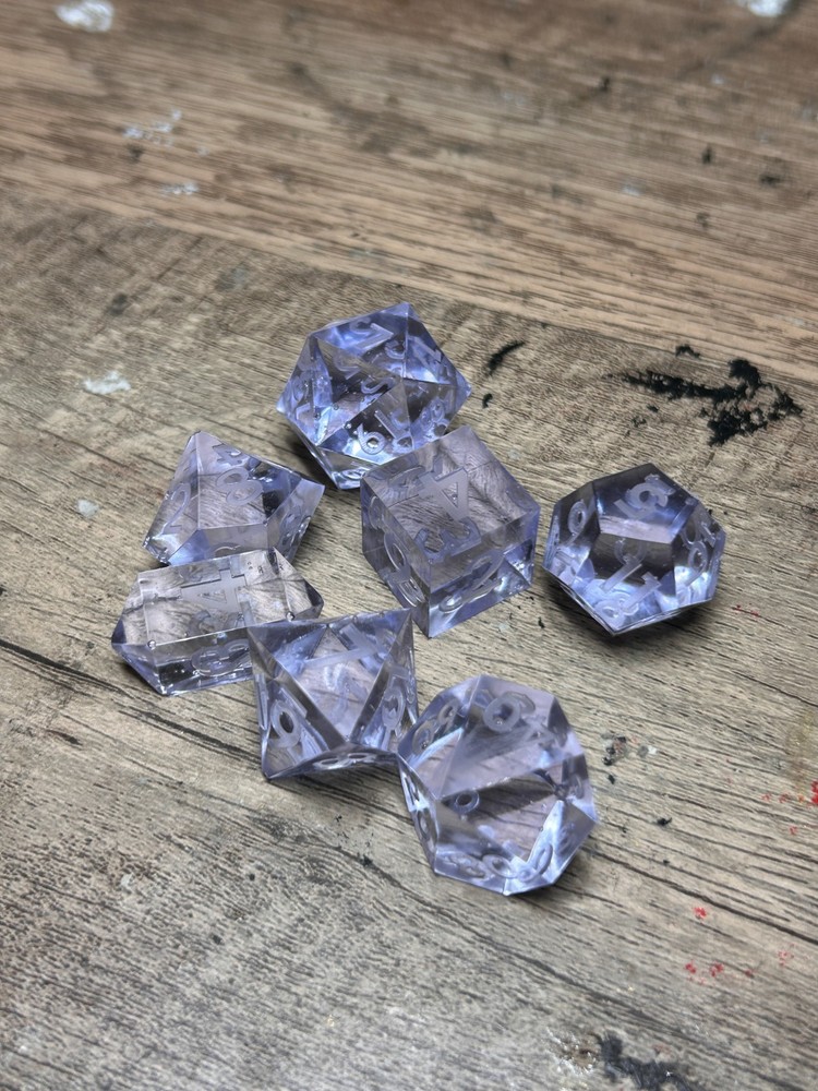 RAW* Dice: Transparent Clear _ Resin-Cast Dice Set *See Description* D&D