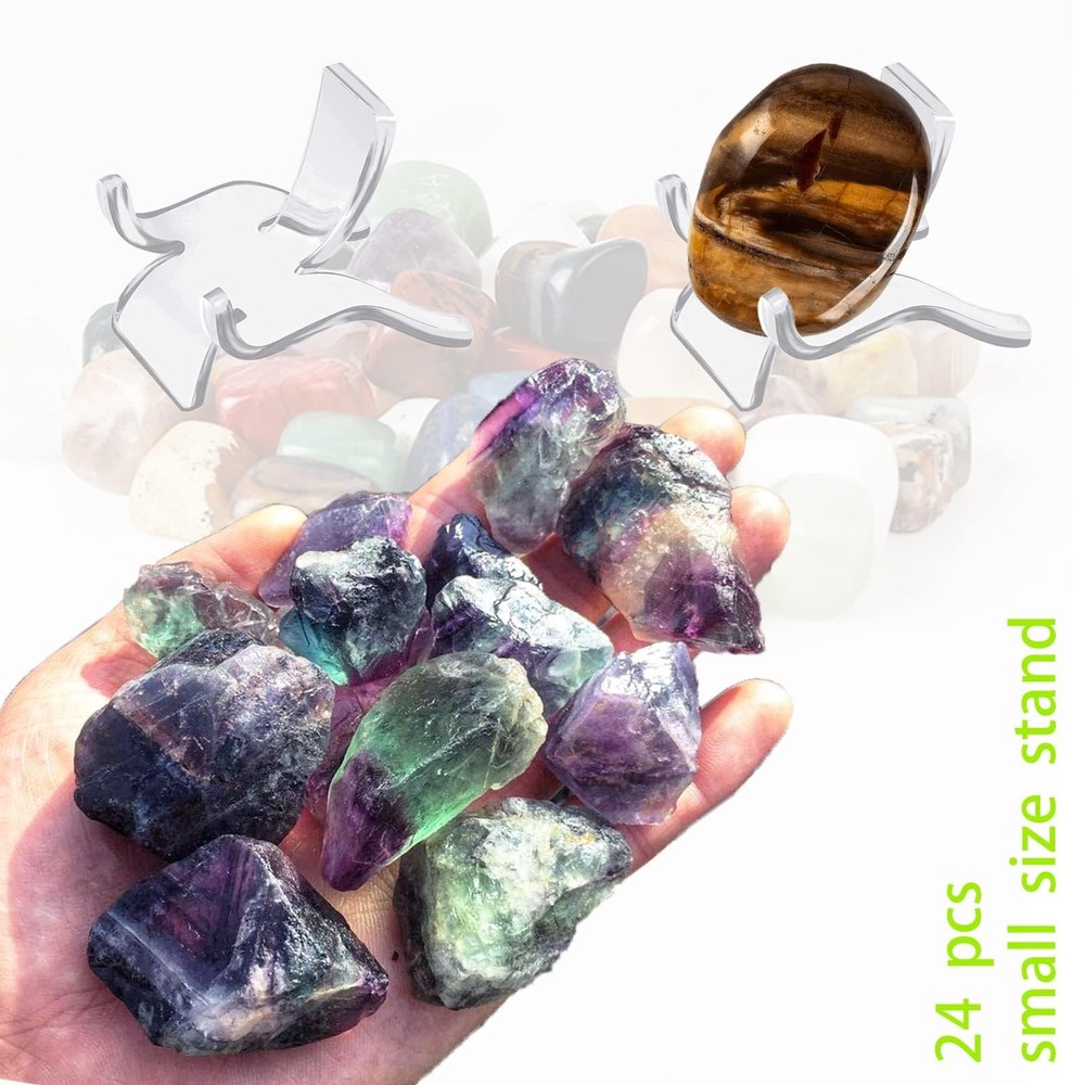 24 PCS Rock Display Stand - Small & Crystal Small, 24 Packs,