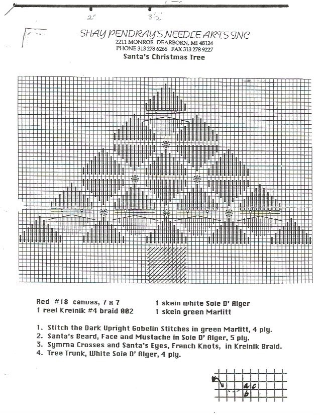 Santa's Christmas Tree Partially Stitched Canvas - Class Project