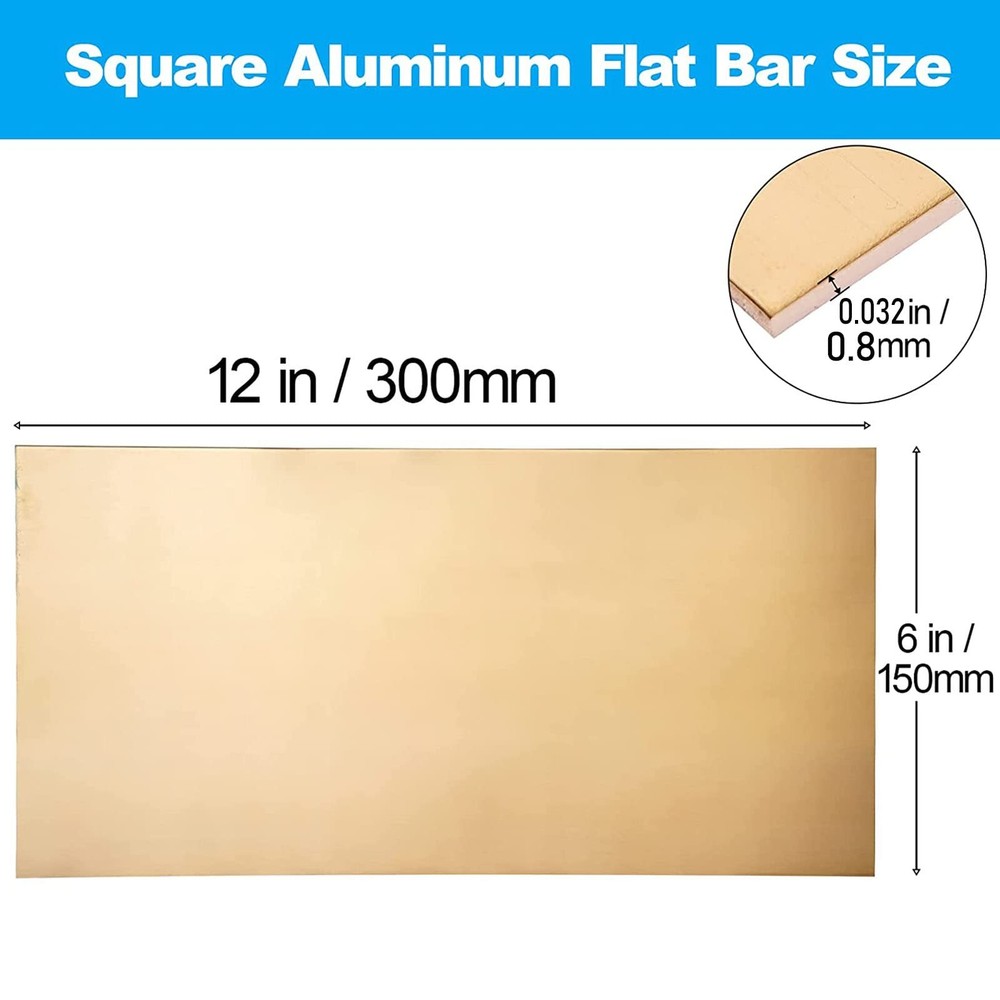 Brass Sheet, Metal Sheets Plates, 12" Length x 6" Width x 0.032" Thick