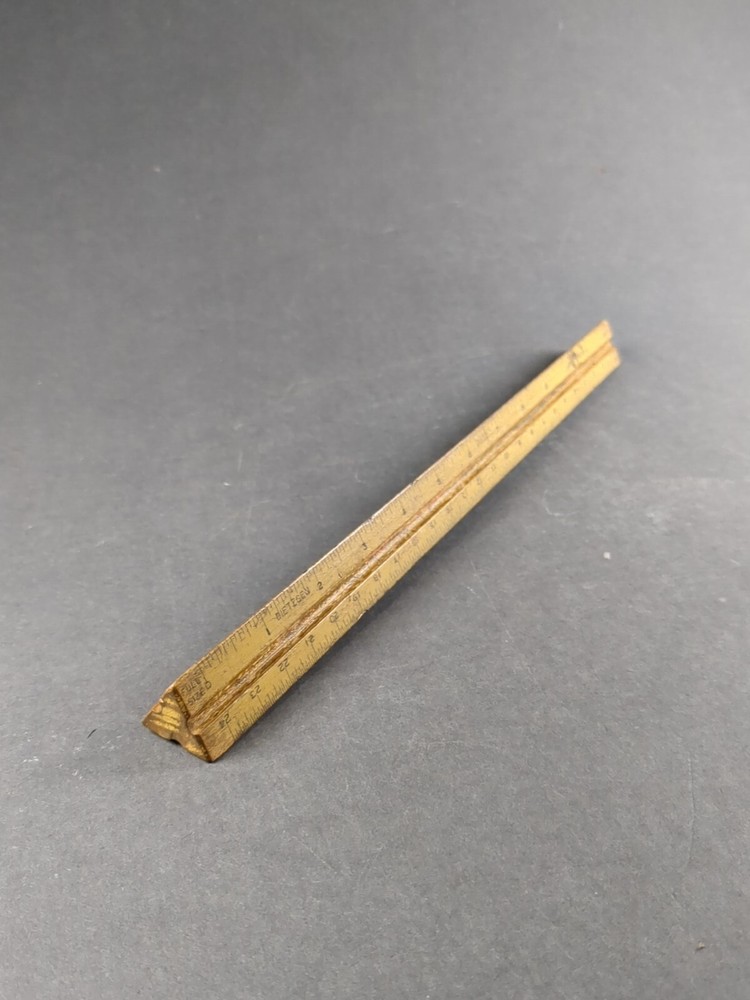 Dietzgen Wooden 3-Sided Triangular Scale Drafting Ruler USA VTG