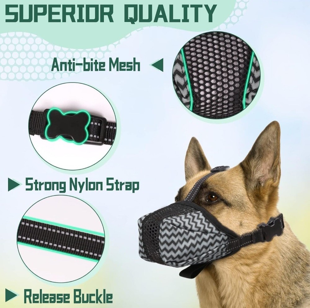 Dog Muzzle, Air Mesh Breathable Muzzle for Medium Large Sized Dogs to Anti & ...