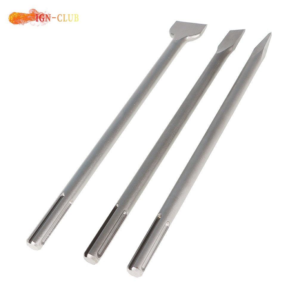 3 Pcs High Quality 16" SDS Max Bits Long-Point Chisel Scaling Chisel Flat Chisel